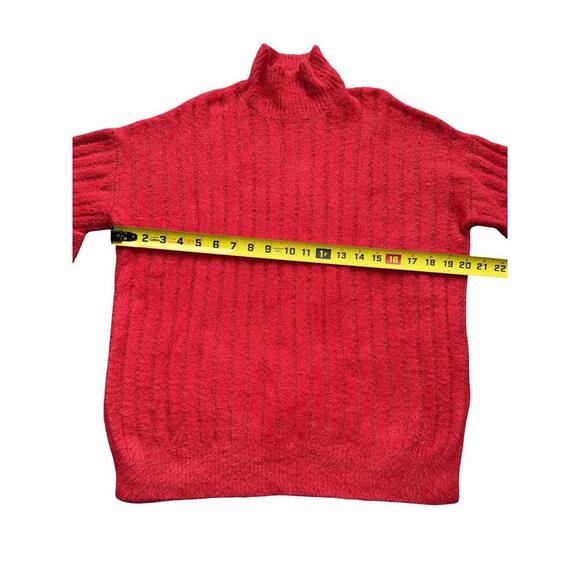 Jessica Simpson Holiday Red Fuzzy Mock-Neck Sweater Women’s Size S Knit Cozy - Picture 3 of 5